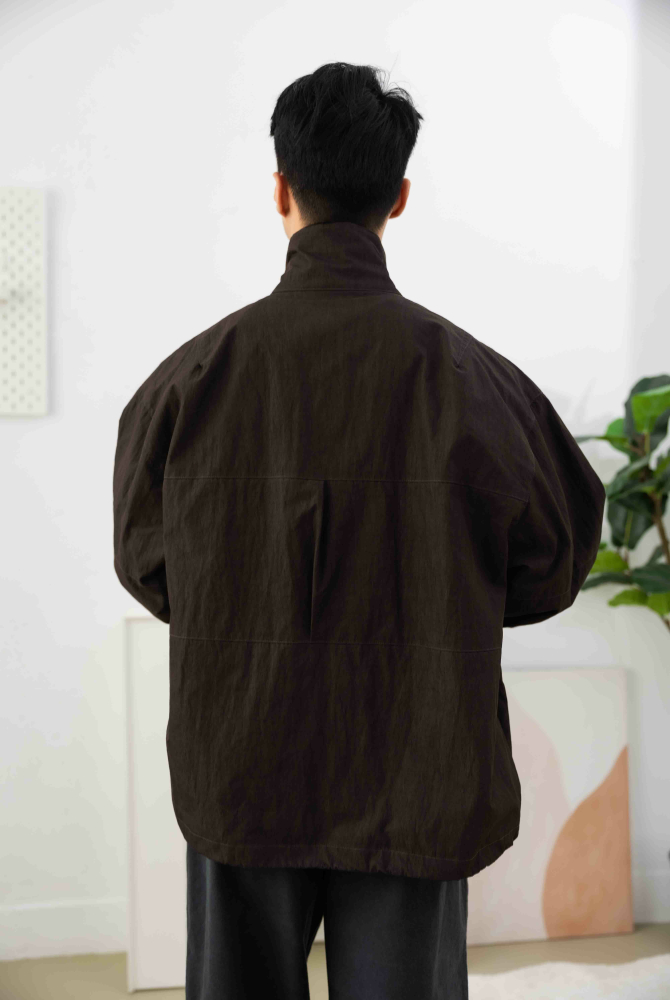 코트 釘釦長袖外套／深咖色