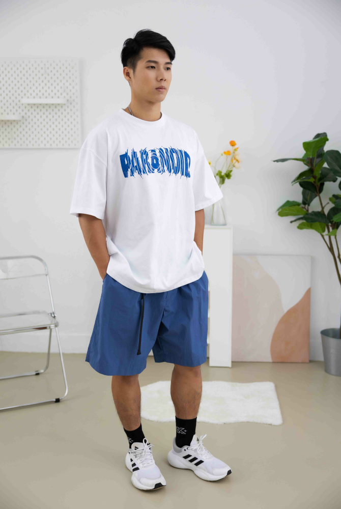 반팔 Paranoid 落肩短袖上衣／白色