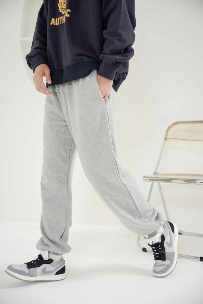 긴 바지 舒適棉長褲／灰白色