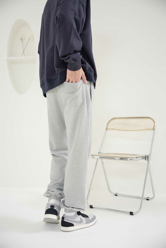 긴 바지 舒適棉長褲／灰白色