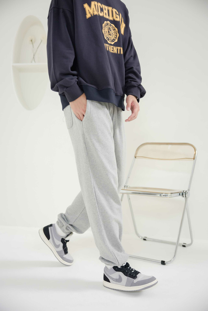 긴 바지 舒適棉長褲／灰白色