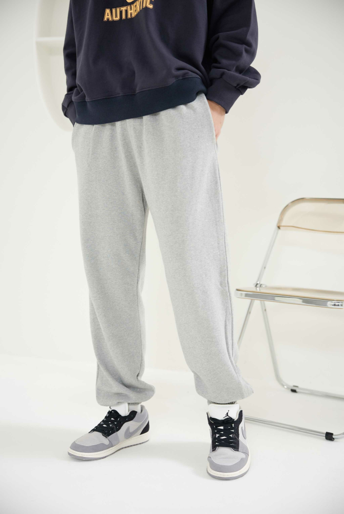 긴 바지 舒適棉長褲／灰白色