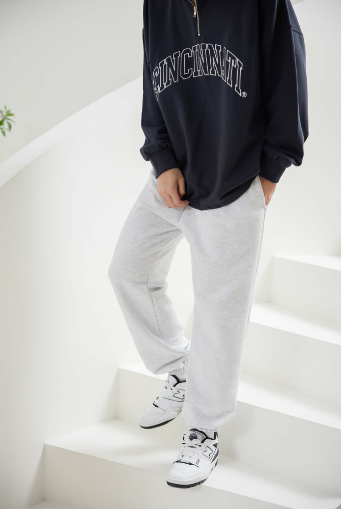 긴 바지 舒適棉長褲／白色