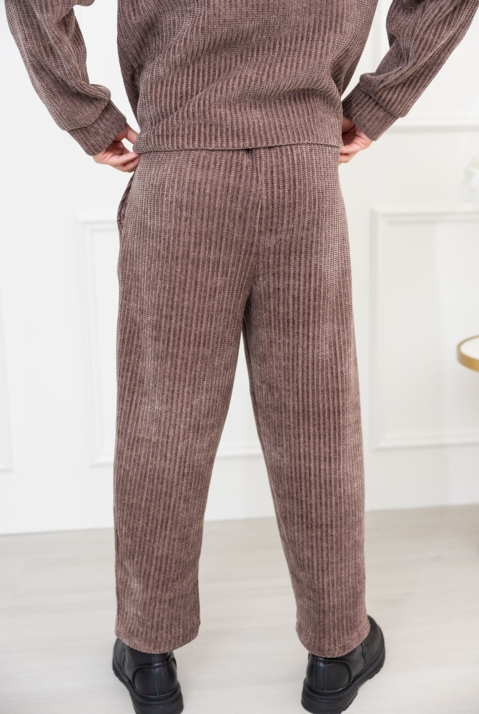 긴 바지 編織絨棉長褲／可可色