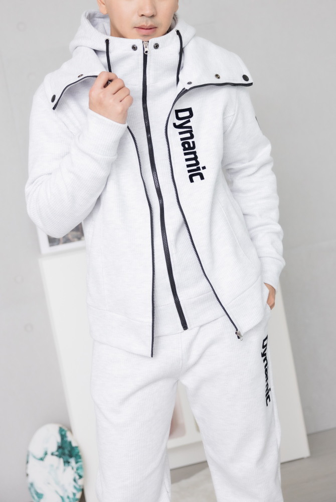 코트 雙層連帽保暖刷毛外套/白色