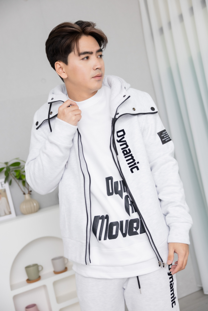 코트 雙層連帽保暖刷毛外套/白色