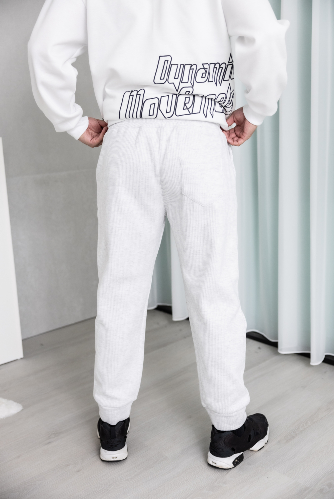 긴 바지 鬆緊內刷毛棉長褲/白色