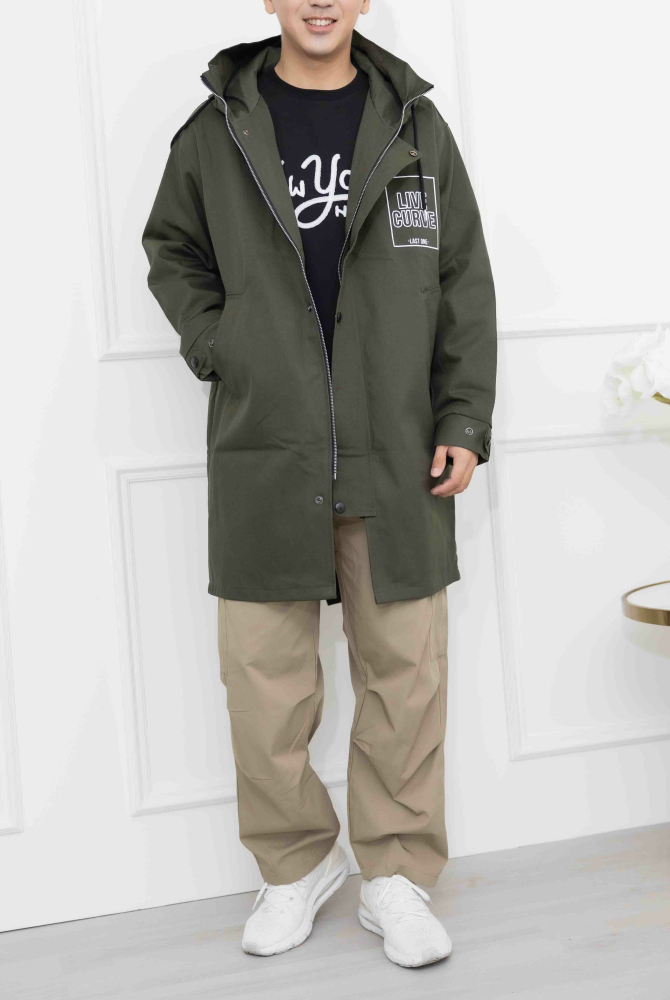 코트 LIVE連帽大衣外套/墨綠色