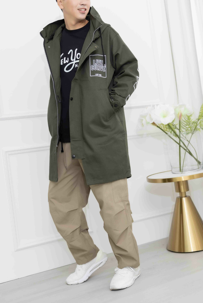 코트 LIVE連帽大衣外套/墨綠色