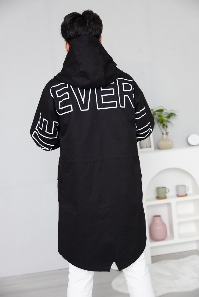 코트 LIVE連帽大衣外套／黑色