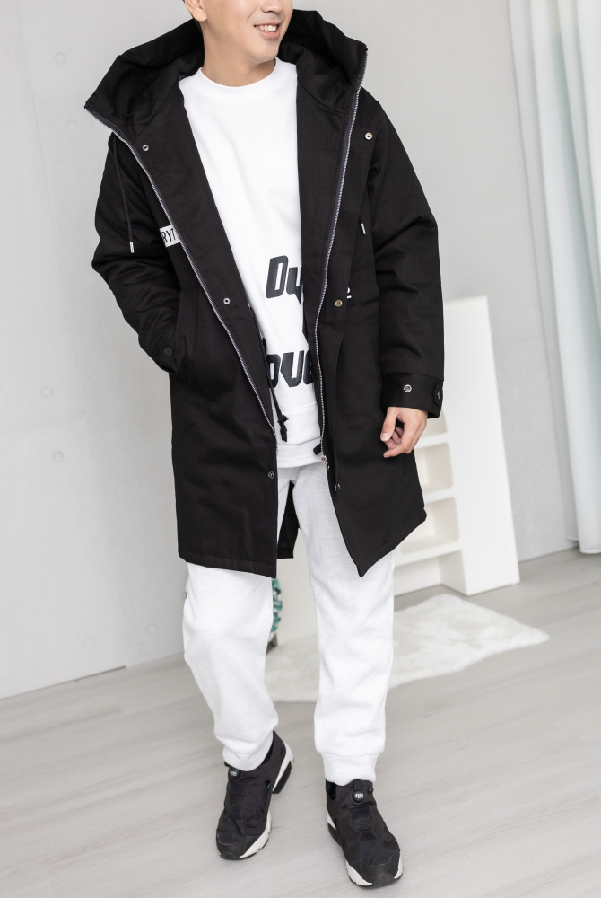 코트 夾棉連帽大衣外套/黑色