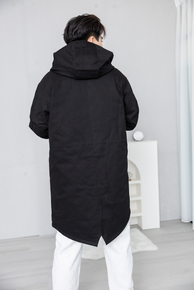 코트 夾棉連帽大衣外套/黑色