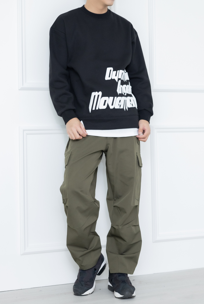 긴팔 下擺拼接內刷毛長袖上衣/黑色