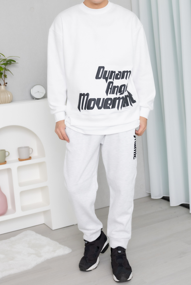 긴팔 下擺拼接內刷毛長袖上衣／白色