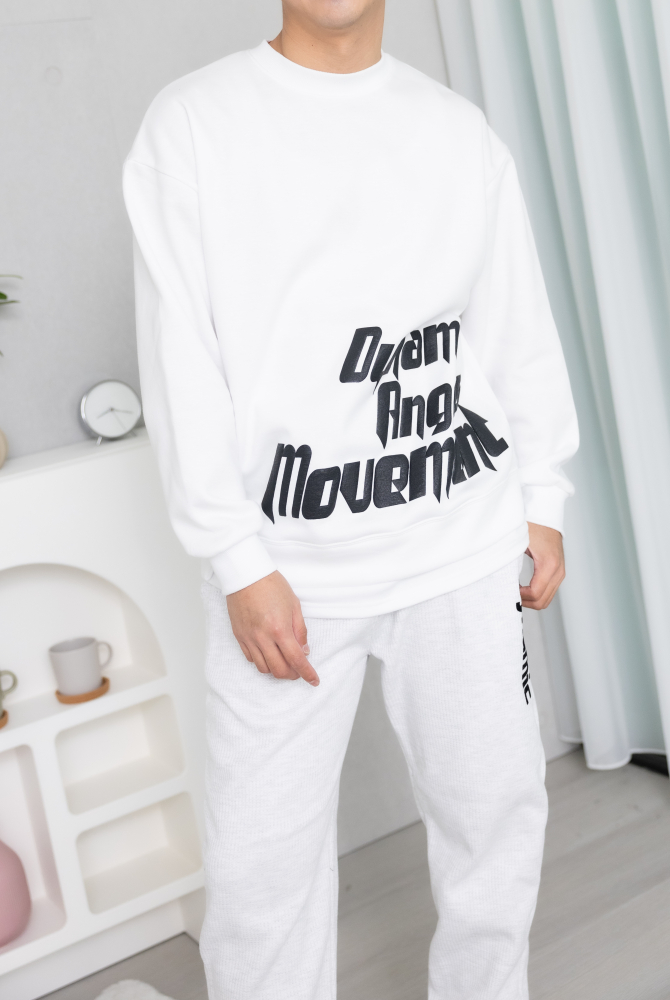 긴팔 下擺拼接內刷毛長袖上衣／白色