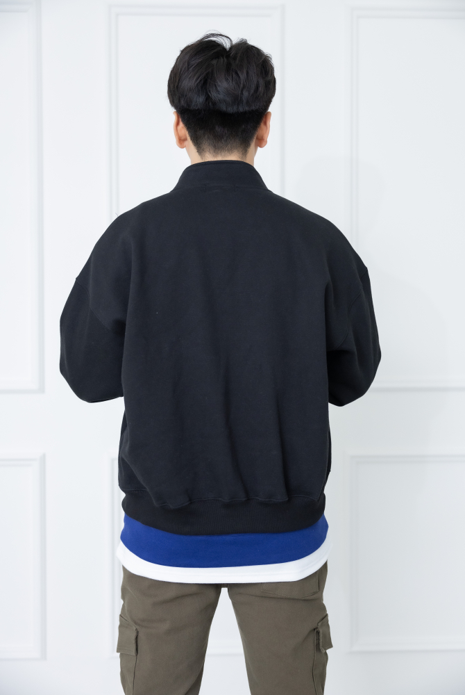 코트 半領大口袋外套／黑色