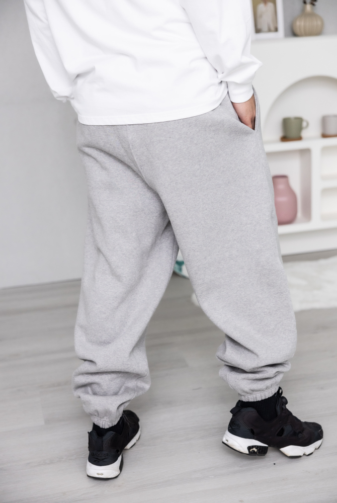 긴 바지 鬆緊褲腳棉長褲/灰色