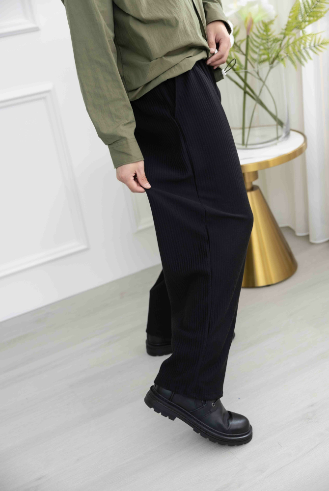 긴 바지 直筒棉長褲/深藍色