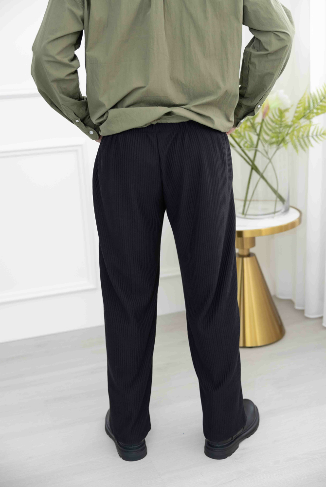 긴 바지 直筒棉長褲/深藍色