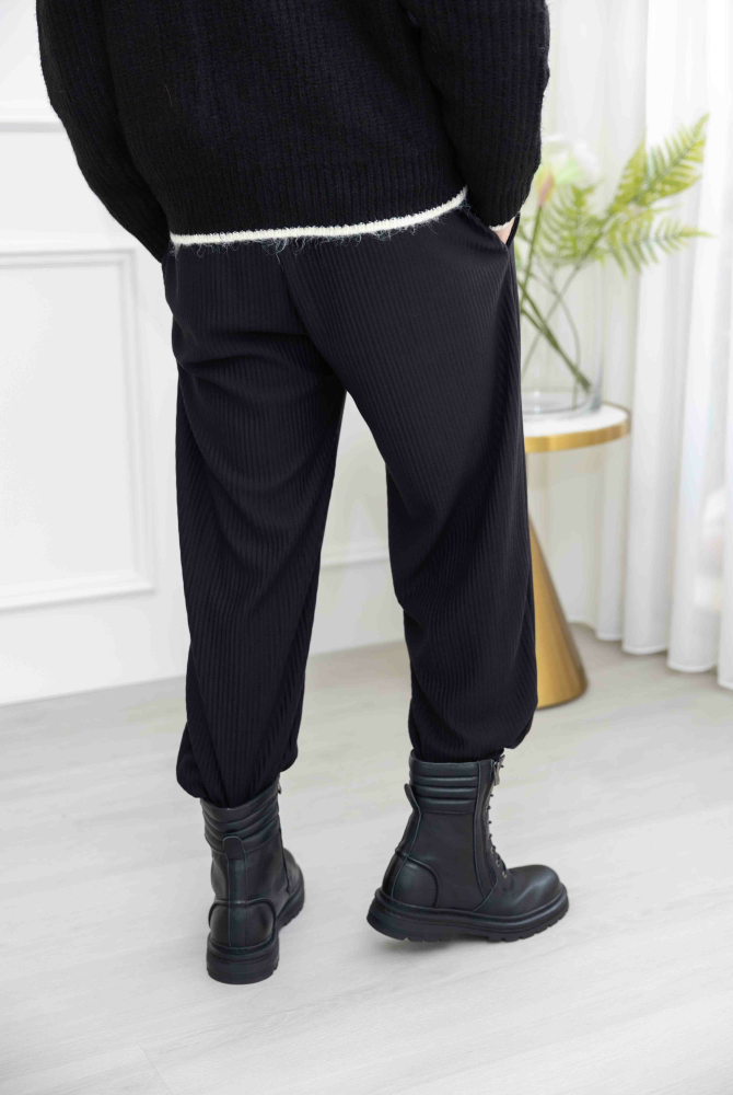 긴 바지 直筒棉長褲/深藍色