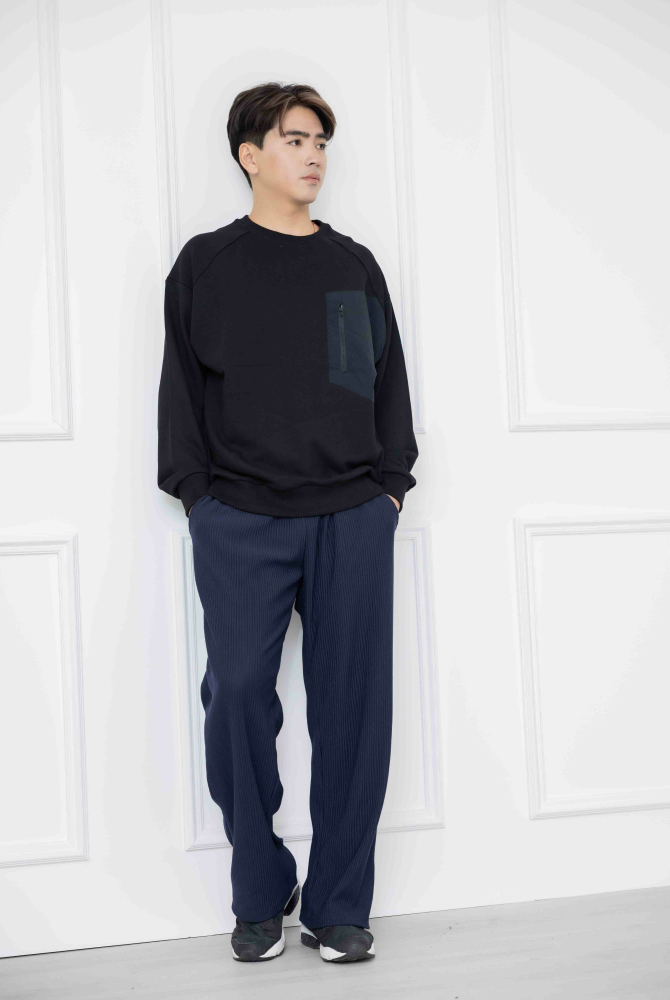 긴 바지 直筒棉長褲/深藍色