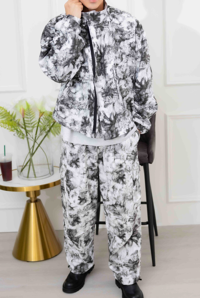 코트 暈染風大口袋外套/白色