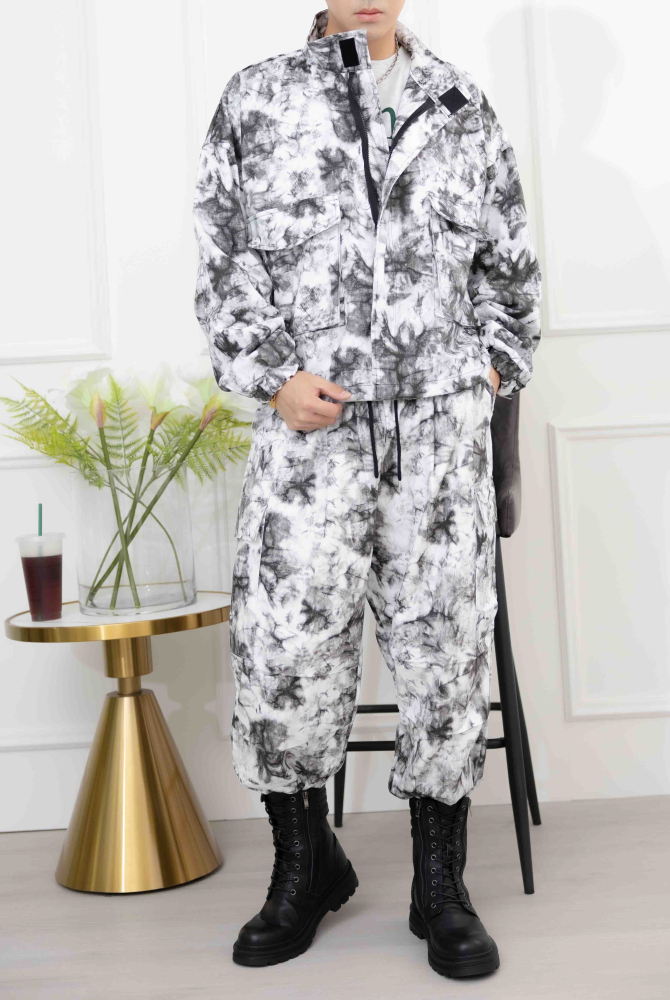 코트 暈染風大口袋外套/白色