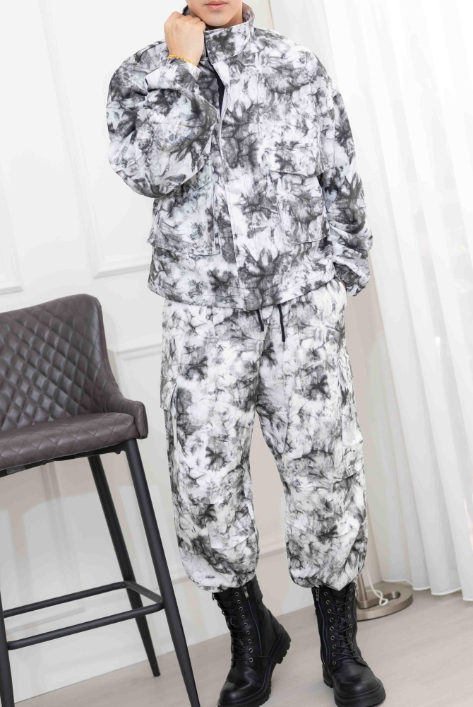 긴 바지 暈染風工裝長褲/白色