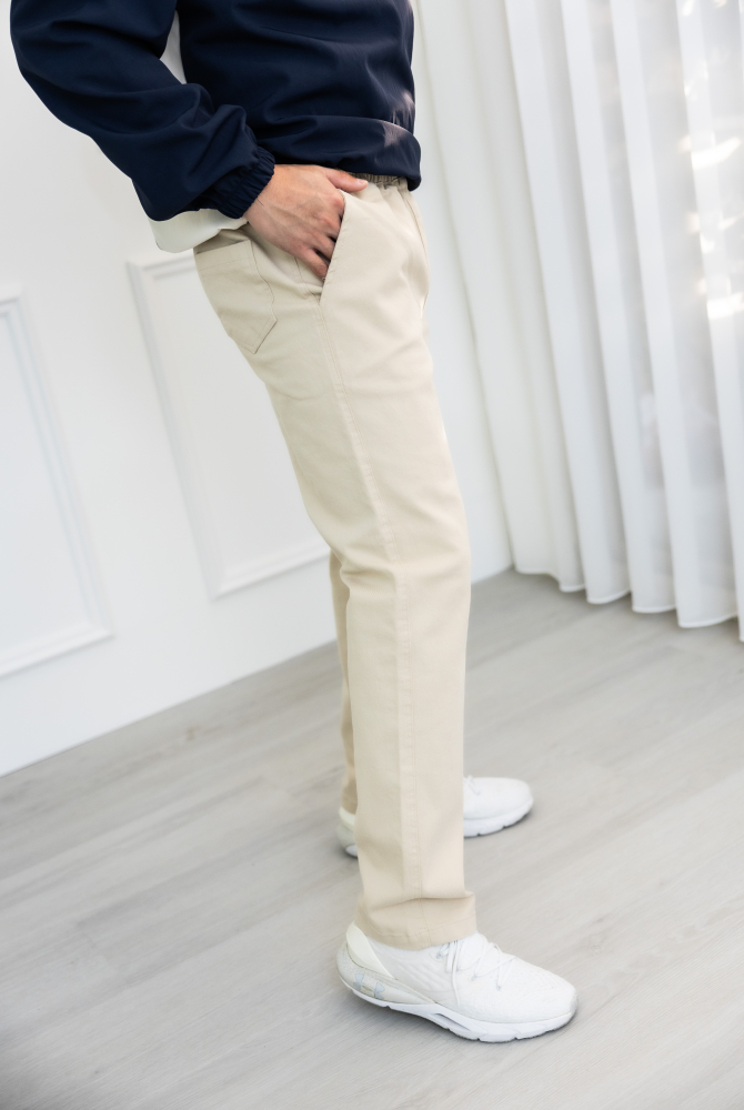 긴 바지 鬆緊合身長褲/杏色