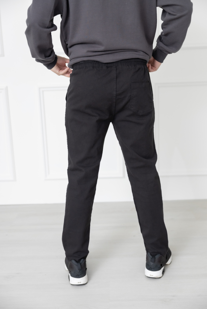 긴 바지 鬆緊合身長褲/黑色