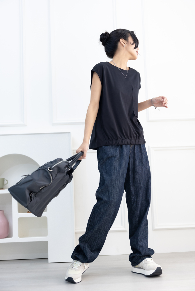 가방 多層收納真皮手把 肩背手提兩用包／深灰色