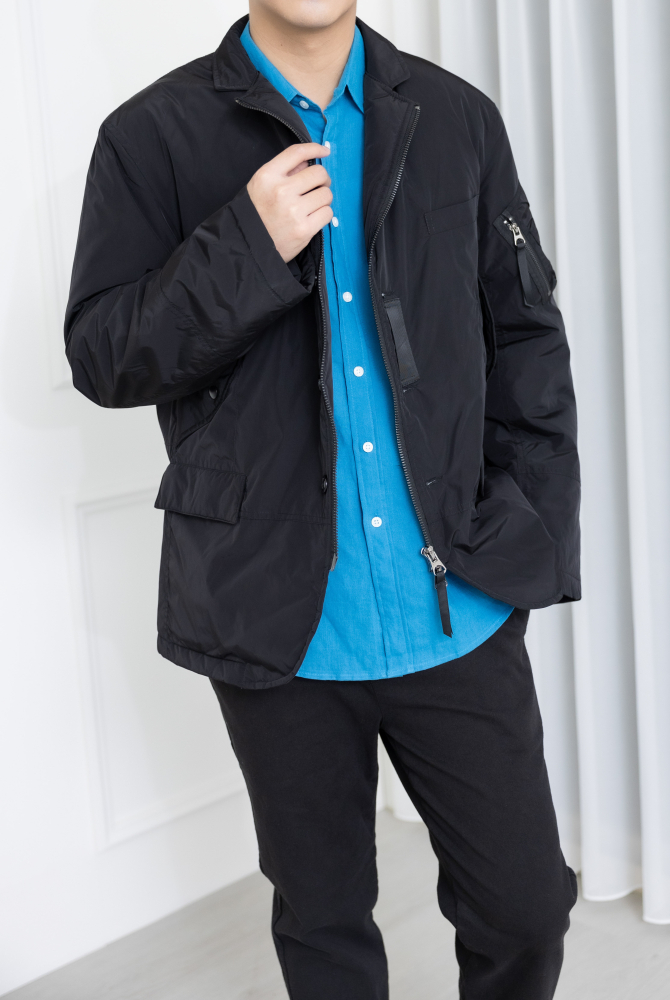 코트 防風立領外套／黑色