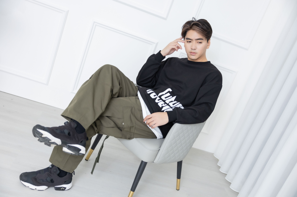 긴 바지 舒適多口袋鬆緊長褲/軍綠色