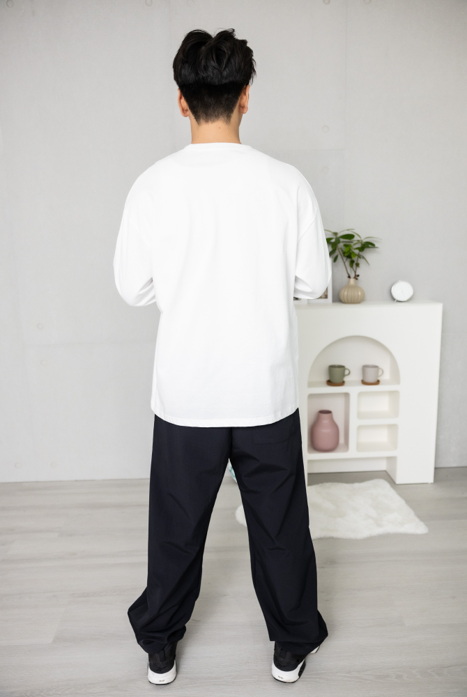 긴 바지 褲管曲線防潑水長褲 / 黑色