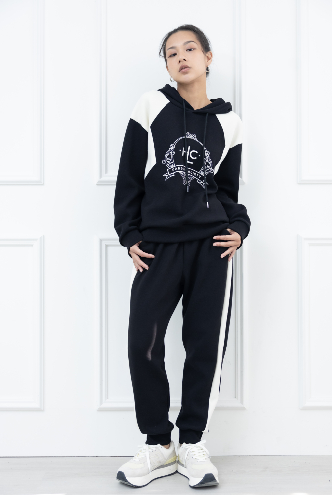 긴 바지 束口休閒褲 / 黑白拼接