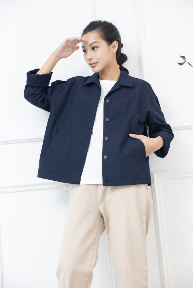 코트 直條西裝外套 / 深藍色