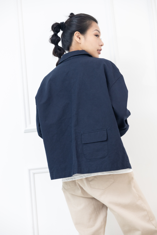 코트 直條西裝外套 / 深藍色