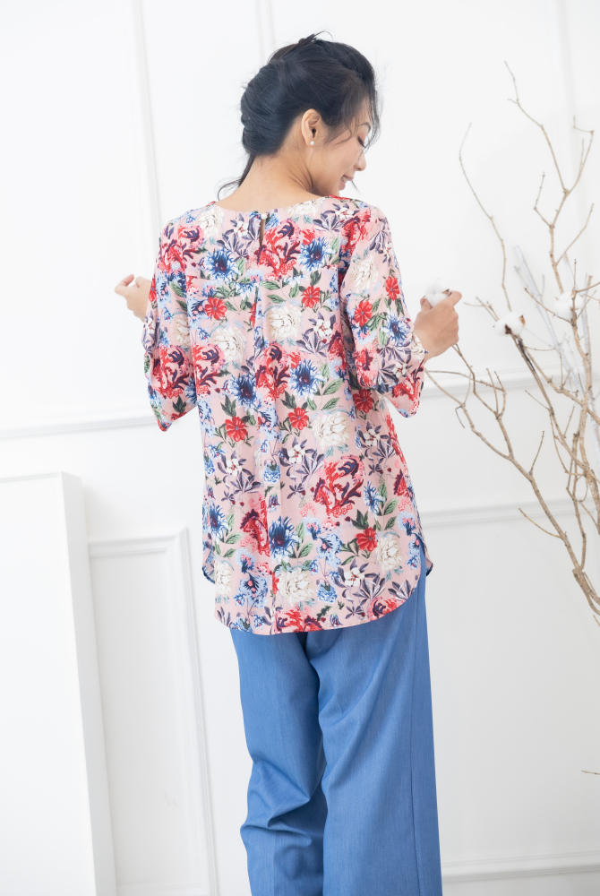 긴 바지 薄涼寬直筒牛仔長褲 / 淺藍色