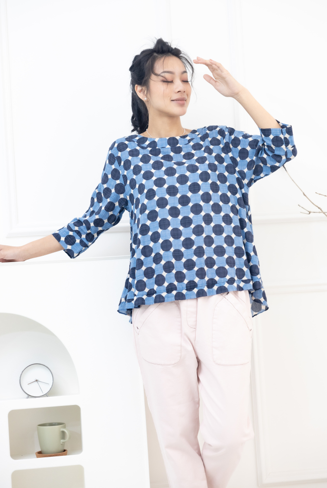 긴 바지 造型斜口袋斜紋布繭型褲 / 粉紅色