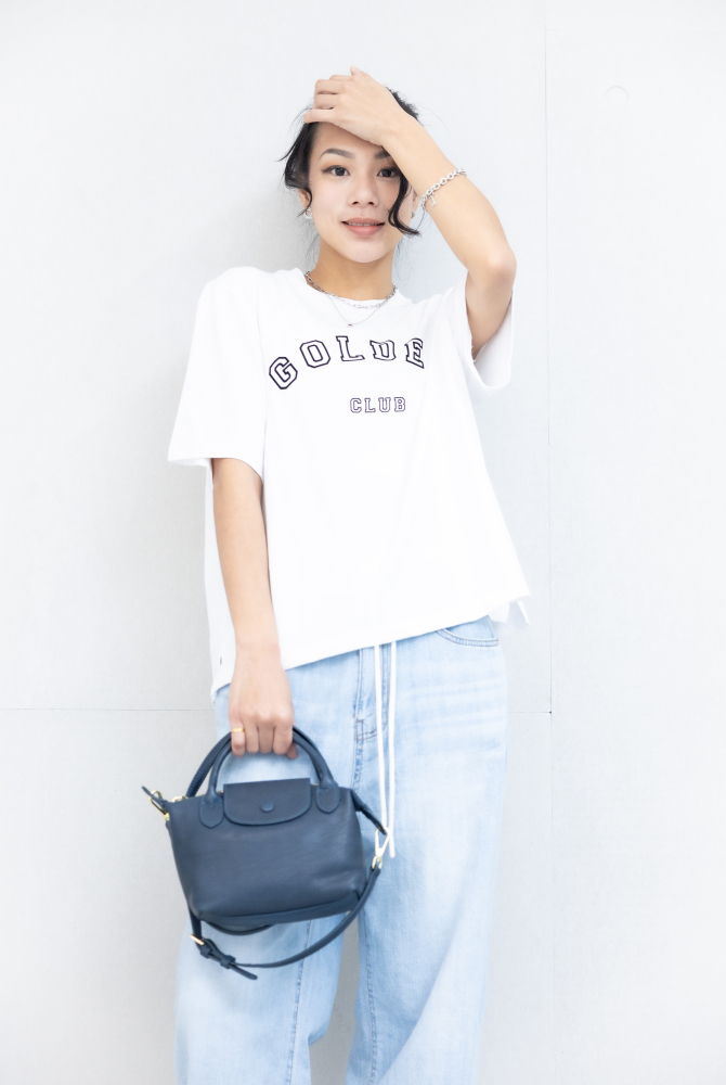 반팔 GOLDEN CLUB印花上衣 / 白色