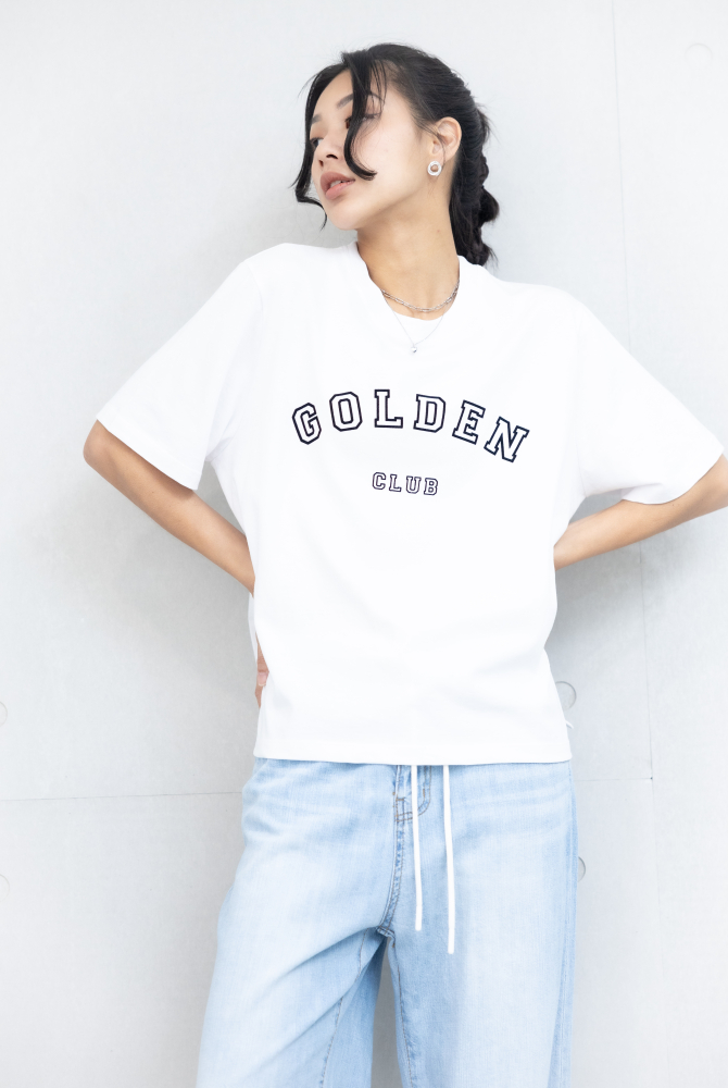 반팔 GOLDEN CLUB印花上衣 / 白色