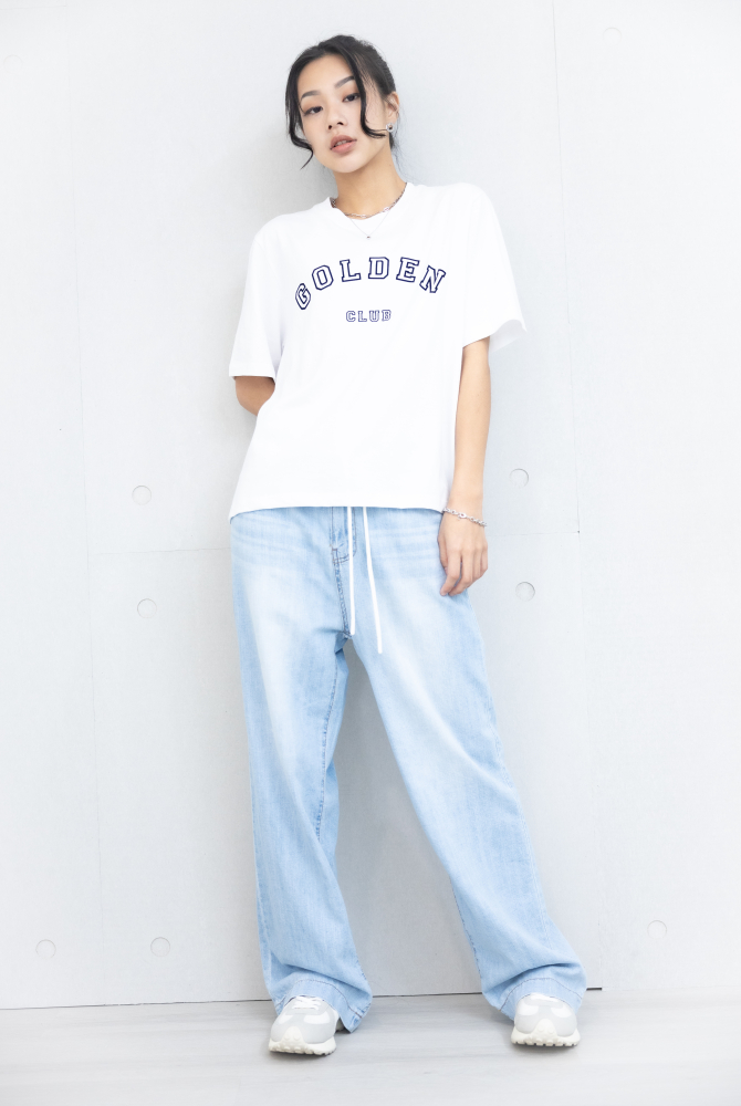 반팔 GOLDEN CLUB印花上衣 / 白色