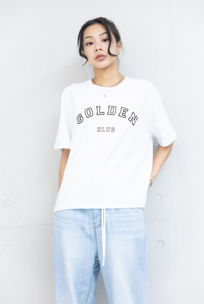 반팔 GOLDEN CLUB印花上衣 / 白色