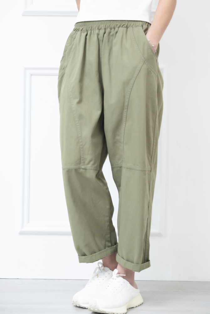 긴 바지 直筒長寬褲 / 軍綠色