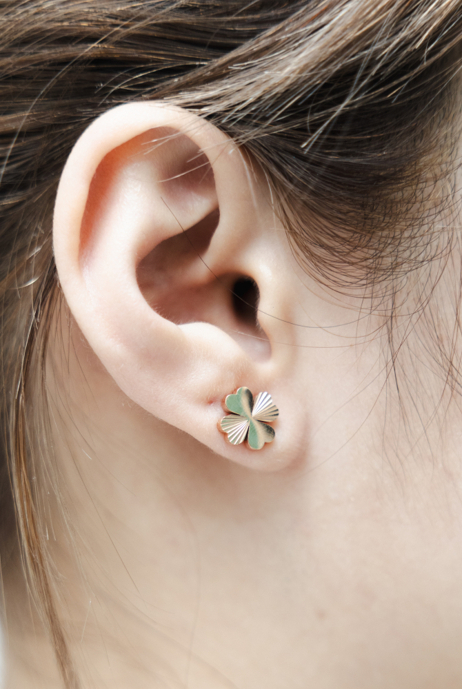 귀걸이 四葉幸運草耳環  / 玫瑰金色