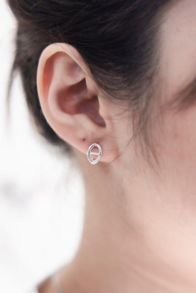 귀걸이 日字圈型耳環 / 銀色