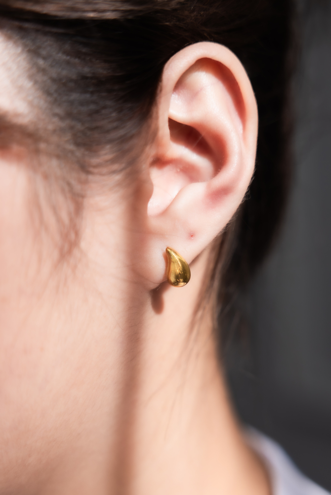 귀걸이 立體小水滴耳環 / 金色