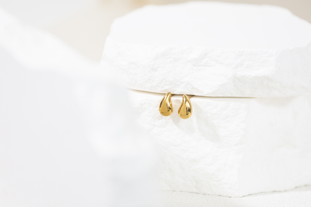 귀걸이 立體小水滴耳環 / 金色