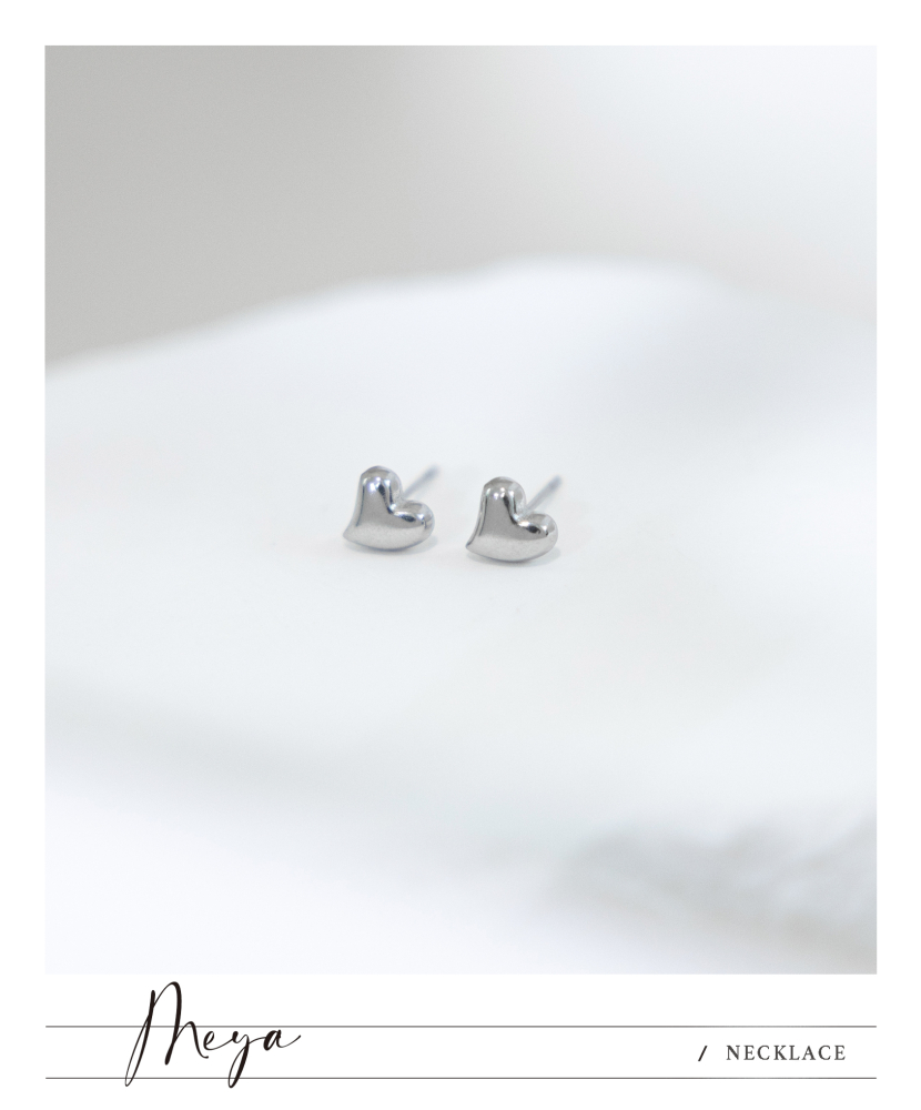 귀걸이 立體小愛心耳環 / 銀色
