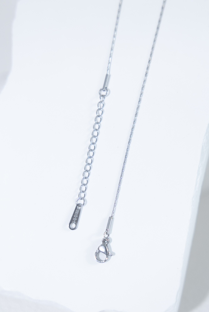 목걸이 小愛心綴小珍珠 Y字鍊 / 銀色